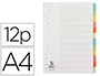 SEPARADOR Q-CONNECT DE CARTOLINA DIN A4 12 SEPARADORES