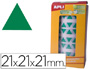 ETIQUETAS APLI AUTOADESIVAS TRIANGULARES 21X21X21 MM VERDE EM ROLO DE 2832 ETIQUETAS