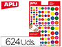 ETIQUETAS APLI AUTOADESIVAS CIRCULO MULTICOLOR BLISTER DE 6 FOLHAS