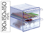 CUBO DE ARQUIVO ARCHIVO 2000 2 GAVETAS ORGANIZADOR MODULAR PLASTICO AZUL TRANSPARENTE 190 X 150 X 150 MM