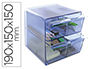 CUBO DE ARQUIVO ARCHIVO 2000 4 GAVETAS ORGANIZADOR MODULAR PLASTICO AZUL TRANSPARENTE 190 X 150 X 150 MM