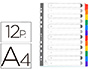 SEPARADOR EXACOMPTA CARTOLINA BRANCO CONJUNTO DE 12 SEPARADORES PESTANAS COLORIDAS A4 MULTIPERFURADO
