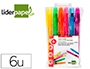 MARCADOR DE CERA GEL LIDERPAPEL FLUORESCENTE ESTOJO 6 CORES SORTIDAS