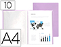 CAPA CATALOGO LIDERPAPEL 10 BOLSAS POLIPROPILENO DIN A4 LAVANDA OPACO