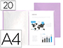 CAPA CATALOGO LIDERPAPEL 20 BOLSAS POLIPROPILENO DIN A4 LAVANDA OPACO