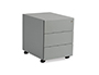 ARMARIO METALICA ROCADA COM TRES GAVETAS SERIE STORE 53X42X58 CM ACABAMENTO AC00 CINZA/CINZA