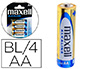 PILHA MAXELL ALCALINA 1.5 V TIPO AA LR06 BLISTER DE 4 UNIDADES
