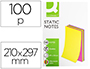 BLOCO DE NOTAS MAGNETICAS Q-CONNECT 210X297 MM 100 FOLHAS 5 CORES FLUORESCENTES
