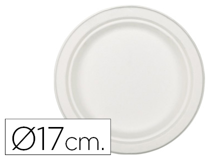 PRATO DE FIBRA NATURAL NUPIK BIODEGRADAVEL BRANCO 17 CM DE DIAMETRO APTO MICROONDAS PACK DE 50 UNIDADES