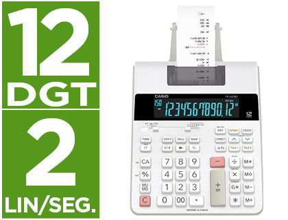 CALCULADORA CASIO IMPRESSORA VISOR LC PAPEL 58 MM IMPRESSAO BICOLOR FR-2650RC 12 DIGITOS DC COR BRANCA
