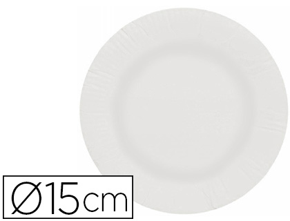 PRATO PAPEL RECICLAVEL BRANCO 15 CM PACK 100 UNIDADES