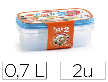 TUPPERWARE PLASTICFORTE TRANSPARENTE TAMPA COR 0,7 LITROS PACK 2 UNIDADES