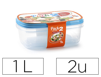 TUPPERWARE PLASTICFORTE TRANSPARENTE TAMPA COR 1 LITROS PACK 2 UNIDADES