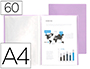 CAPA CATALOGO LIDERPAPEL 60 BOLSAS POLIPROPILENO DIN A4 LAVANDA OPACO