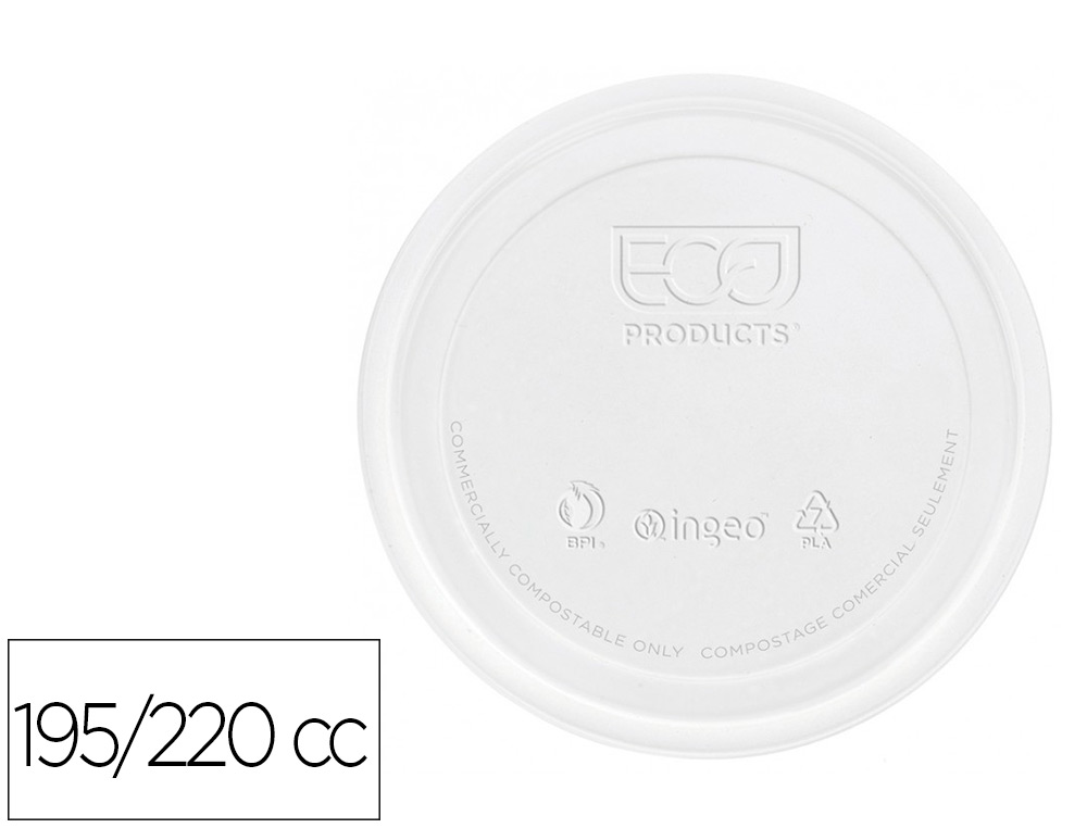 TAMPA DE PLASTICO BIODEGRADAVEL PARA COPO DE 195/220 CC PACK DE 100 UNIDADES