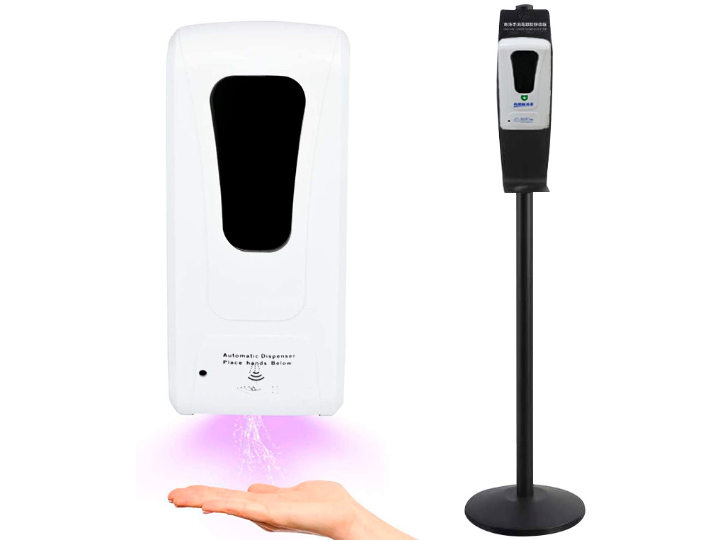 DISPENSADOR HIGIENICO DE SABAO AUTOMATICO COM SENSOR E SUPORTE METALICO Q-CONNECT 152 CM ALTURA 1000 ML COR BRANCO 13X11