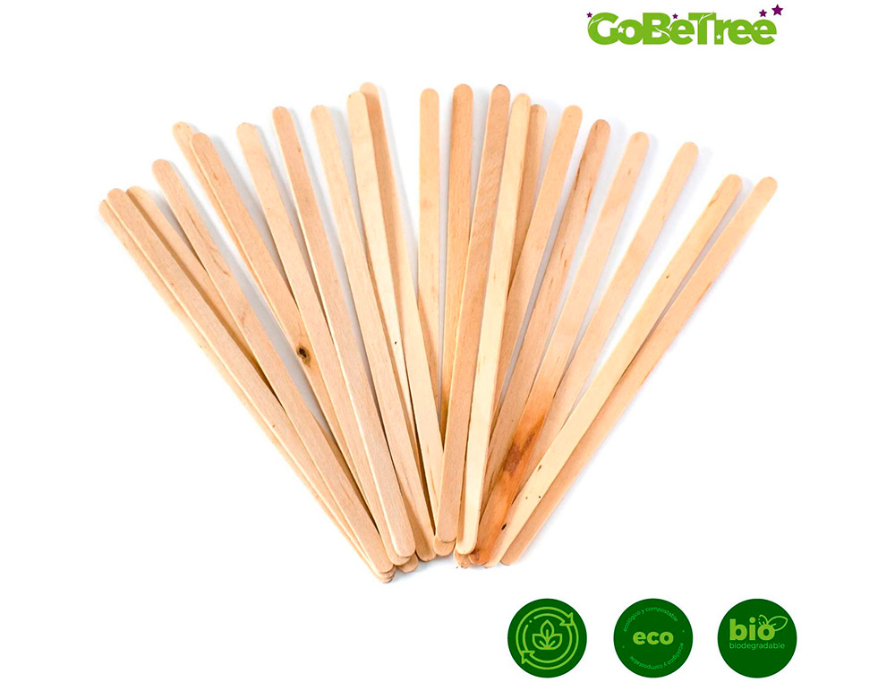 AGITADOR PARA CAFE DE MADEIRA 14 CM COM REVESTIMENTO INDIVIDUAL BOLSA DE 1000 UNIDADES