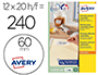 ETIQUETA ADESIVA AVERY BRANCA REDONDA REMOVIVEL PARA LASER INJEO DE TINTA E FOTOCOPIADORA 60 MM CAIXA DE 240 UNIDADES