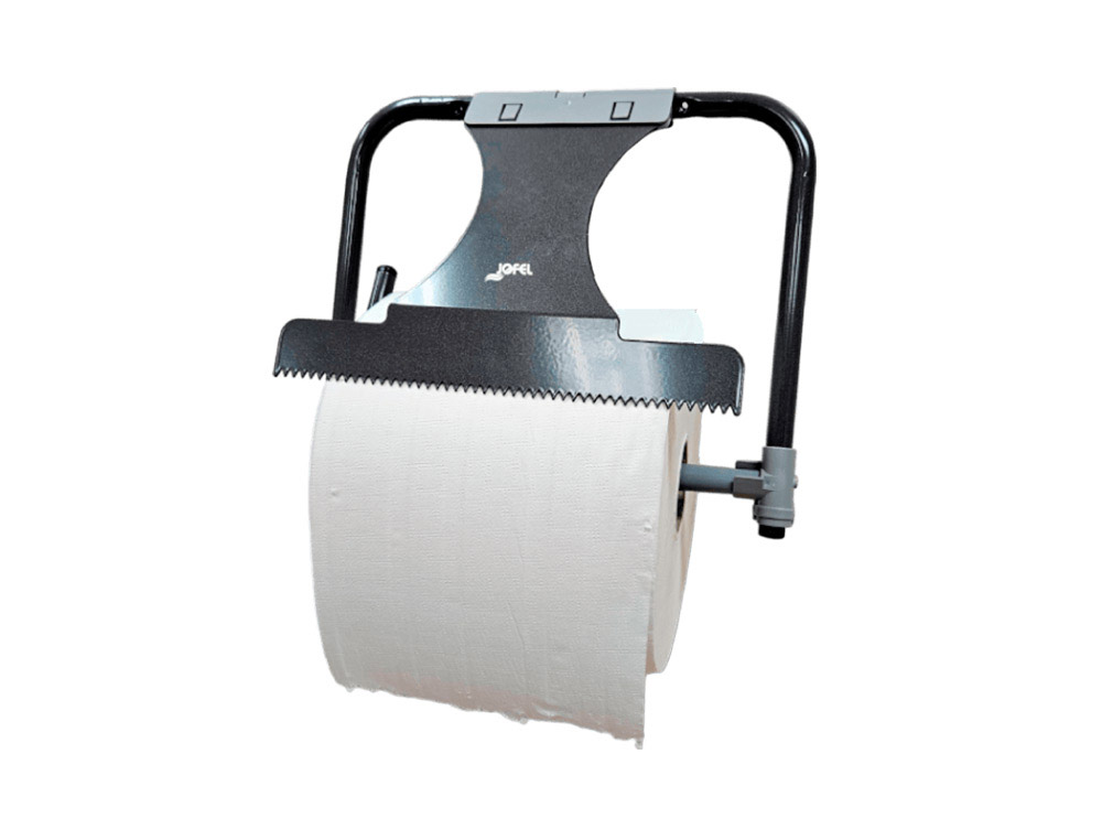 SUPORTE DE BOBINES INDUSTRIAL JOFEL METALICO DE PAREDE COM SERRA DE CORTE PARA BOBINES ATE 500 M 435X416X285 MM