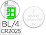 PILHAS Q-CONNECT TIPO BOTAO LITIO CR2025 3V BLISTER DE 4 UNIDADES
