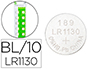 PILHAS Q-CONNECT TIPO BOTAO ALCALINA LR1130 1.5V BLISTER DE 10 UNIDADES