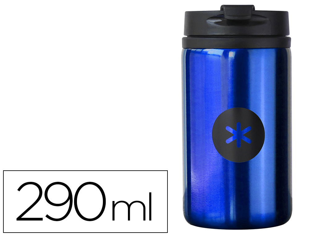 COPO ANTARTIK ACO INOXIDAVEL COM TAMPA DOSIFICADORA DE SEGURANCA E BASE ACOLCHOADA 290 ML COR AZUL