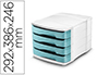 BLOCO CLASSIFICADOR DE SECRETARIA CEP PROTECT ANTIBACTERIANO 4 GAVETAS COR BRANCO/VERDE AGUA 292X386X246 MM