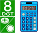 CALCULADORA LIDERPAPEL DE BOLSO XF09 8 DIGITOS SOLAR E PILHAS COR AZUL 115X65X8 MM