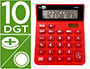 CALCULADORA LIDERPAPEL DE SECRETARIA XF22 10 DIGITOS SOLAR E PILHAS COR VERMELHO 127X105X24 MM