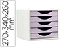 BLOCO CLASSIFICADOR DE GAVETAS ARCHIVO 2000 5 GAVETAS COR LAVANDA PASTEL 270X340X260 MM