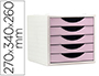 BLOCO CLASSIFICADOR DE GAVETAS ARCHIVO 2000 5 GAVETAS COR ROSA PASTEL 270X340X260 MM