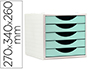 BLOCO CLASSIFICADOR DE GAVETAS ARCHIVO 2000 5 GAVETAS COR VERDE PASTEL 270X340X260 MM