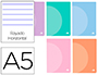 CADERNO AGRAFADO LIDERPAPEL 360 CAPA DE PLASTICO DIN A5 48 F 90 GR PAUTADO DUPLA MARGEM CORES PASTEL SORTIDAS