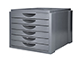 FICHEIRO GAVETAS DE SECRETARIA Q-CONNECT BANDEJA ORGANIZADORA SUPERIOR 6 GAVETAS COR CINZA OPACO 350X255X280 MM