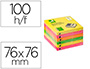 BLOCO DE NOTAS ADESIVAS Q-CONNECT 76X76 MM CORES NEON SORTIDAS ZIG-ZAG