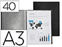 CAPA CATALOGO LIDERPAPEL 40 BOLSAS POLIPROPILENO DIN A3 PRETO OPACO