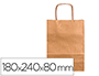 SACO DE PAPEL Q-CONNECT KRAFT NATURAL LISO XS COM ASA TORCIDA 180X240X80 MM