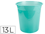 CESTO DE PAPEIS EM PLASTICO LIDERPAPEL ECOUSE 100% RECICLADO MENTA TRANSLUCIDO 13 LITROS 275X285 MM