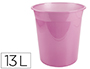 CESTO DE PAPEIS EM PLASTICO LIDERPAPEL ECOUSE 100% RECICLADO ROSA TRANSLUCIDO 13 LITROS 275X285 MM