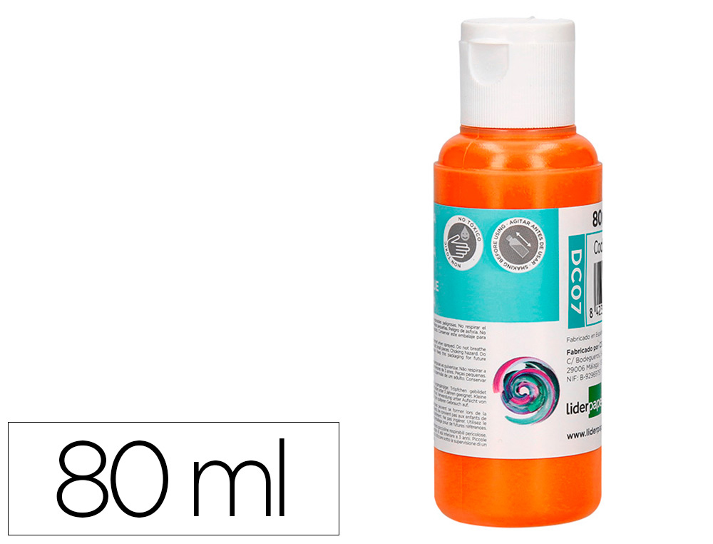 PINTURA ACRILICA LIDERPAPEL FRASCO DE 80 ML LARANJA