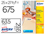 ETIQUETA ADESIVA AVERY BRANCA REMOVIVEL IMPRESSORA LASER INJECAO DE TINTA E FOTOCOPIADORA 63,5X29,6 MM CAIXA DE 675 UDS