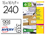 ETIQUETA ADESIVA AVERY BRANCA PERMANENTE RECICLADA 100% PARA IMPRESSORA LASER 99,1X33,9 MM CAIXA DE 240 UNIDADES