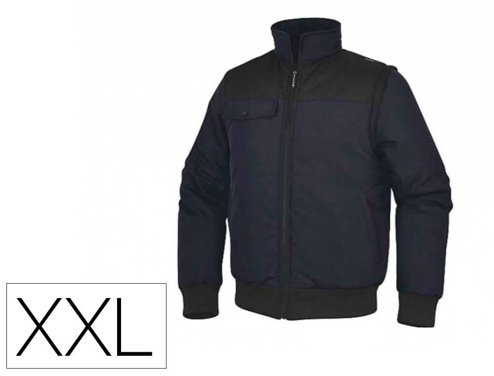 COLETE DELTAPLUS MULTIBOLSOS COM FECHO E MANGAS AMOVIVEIS 80% POLIESTER 20% ALGODAO TAMANHO XXL COR AZUL MARINHO/PRETO