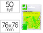 BLOCO DE NOTAS ADESIVAS Q-CONNECT REMOVIVEIS PLASTICO TRANSLUCIDO AMARELO NEON COM 50 FOLHAS 76X76 MM