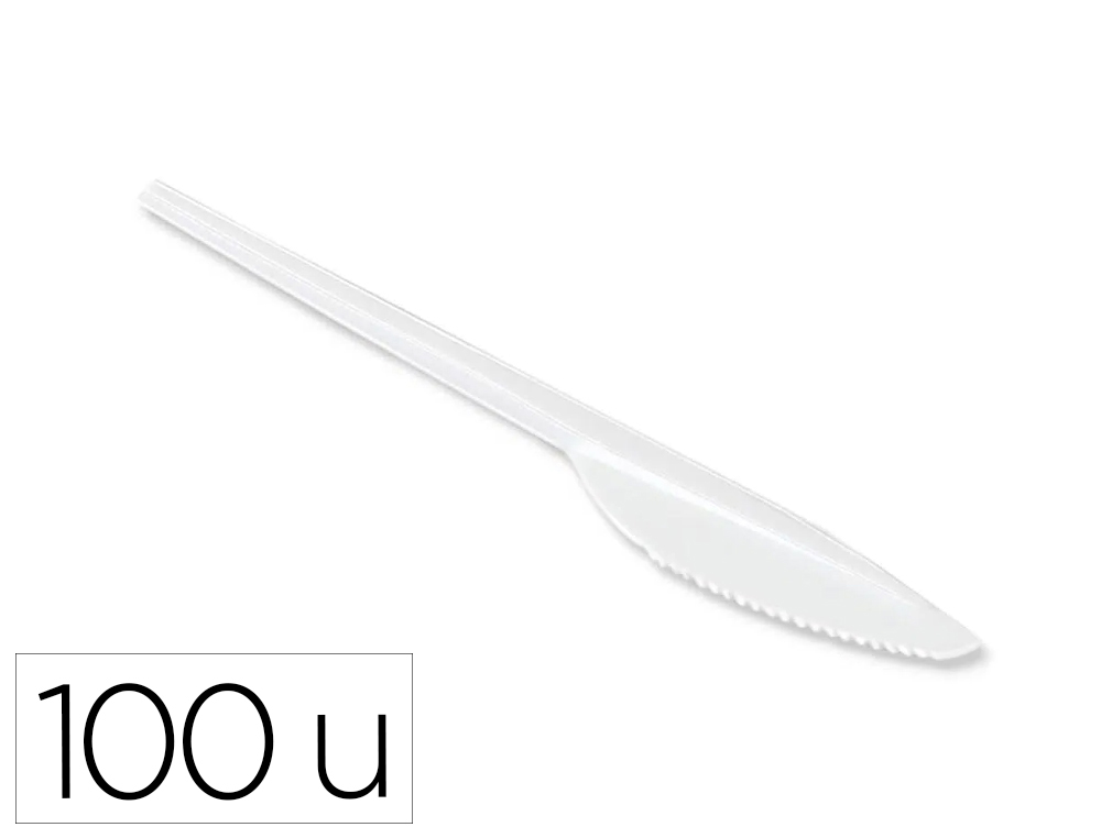 FACA DE PLASTICO BRANCO REUTILIZAVEL PACK DE 100 UNIDADES