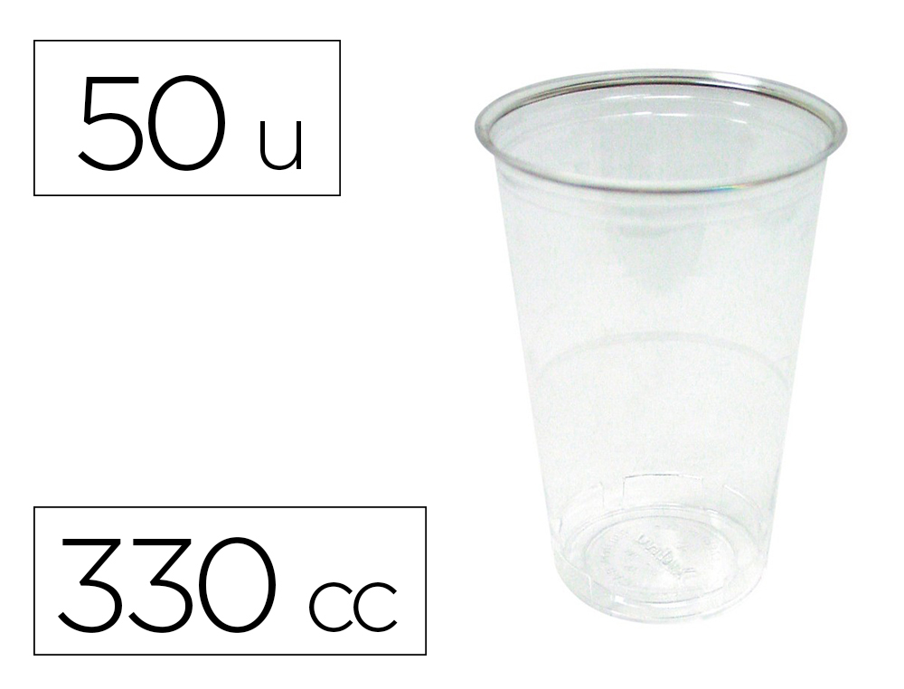 COPO DE PLASTICO TRANSPARENTE 330 CC PACK DE 50 UNIDADES