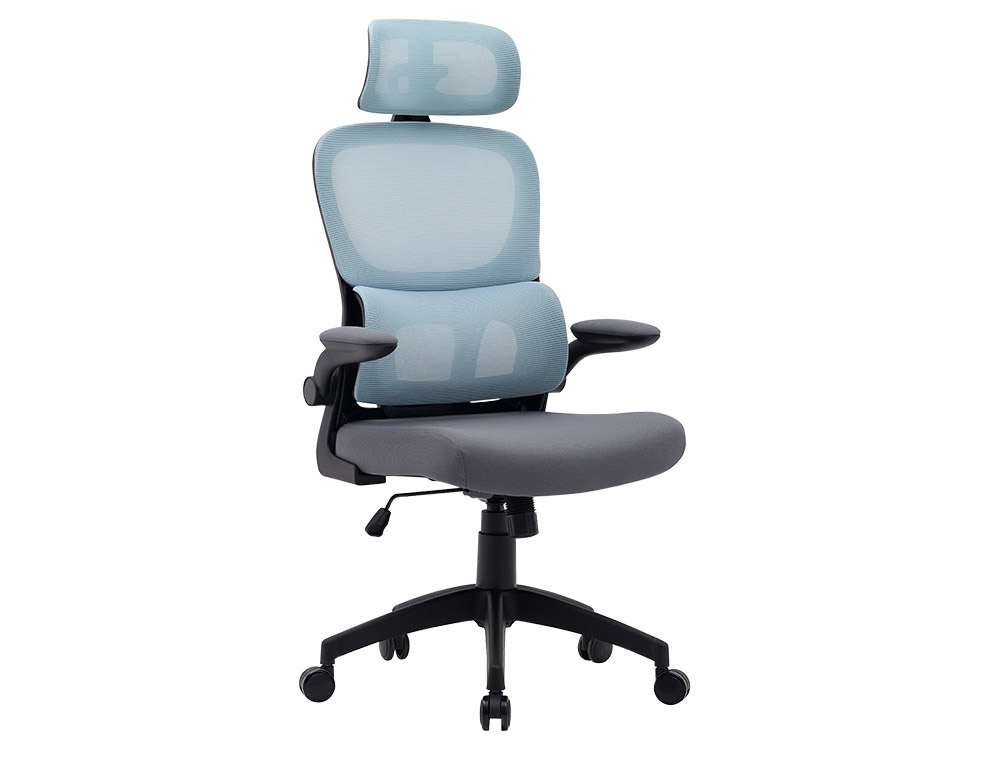 CADEIRA DE DIRECAO Q-CONNECT SORRENTO TECIDO BASE METALICA ALT MAX 1320 LAR 650 PROF 600 MM RODAS PREMIUM AZUL-CINZA