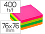 BLOCO DE NOTAS ADESIVAS Q-CONNECT 76X76 MM FSC FLUORESCENTE COM 400 FOLHAS