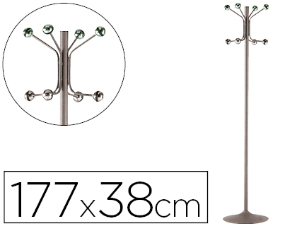 CABIDE COM PE SIE METALICO CINZA COM 8 SUPORTES 177 X 38 CM