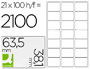 ETIQUETAS ADESIVAS Q-CONNECT DIN A4 63,5 X 38,1 MM